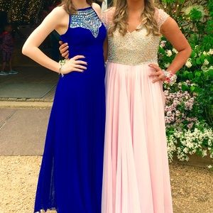 Sapphire blue floor length prom dress